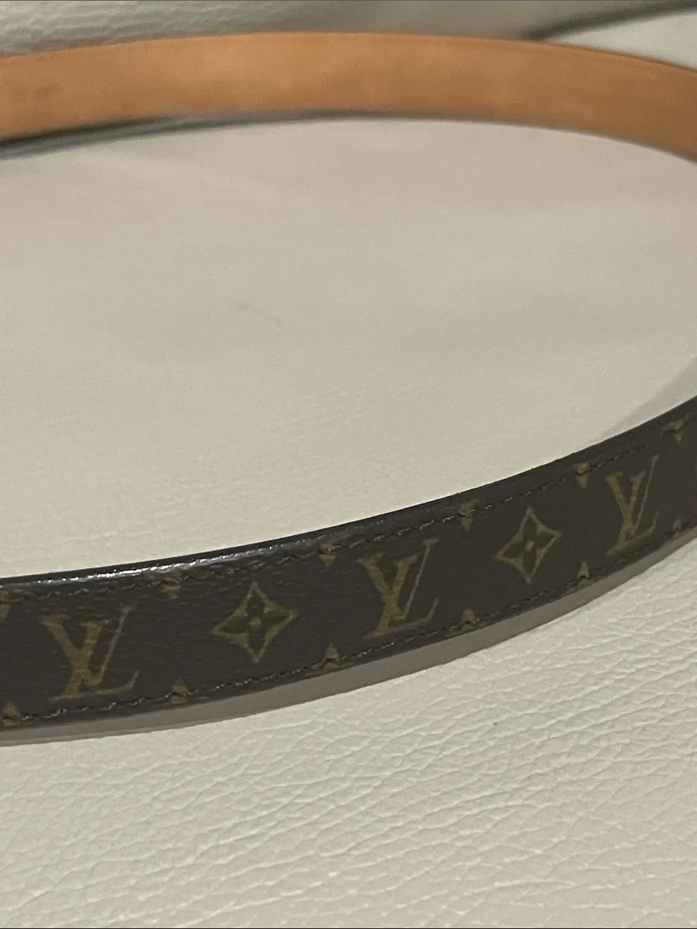 Louis Vuitton Monogram Leather Skinny Belt GoldTone Hardware LB 0093 90|36 Spain
